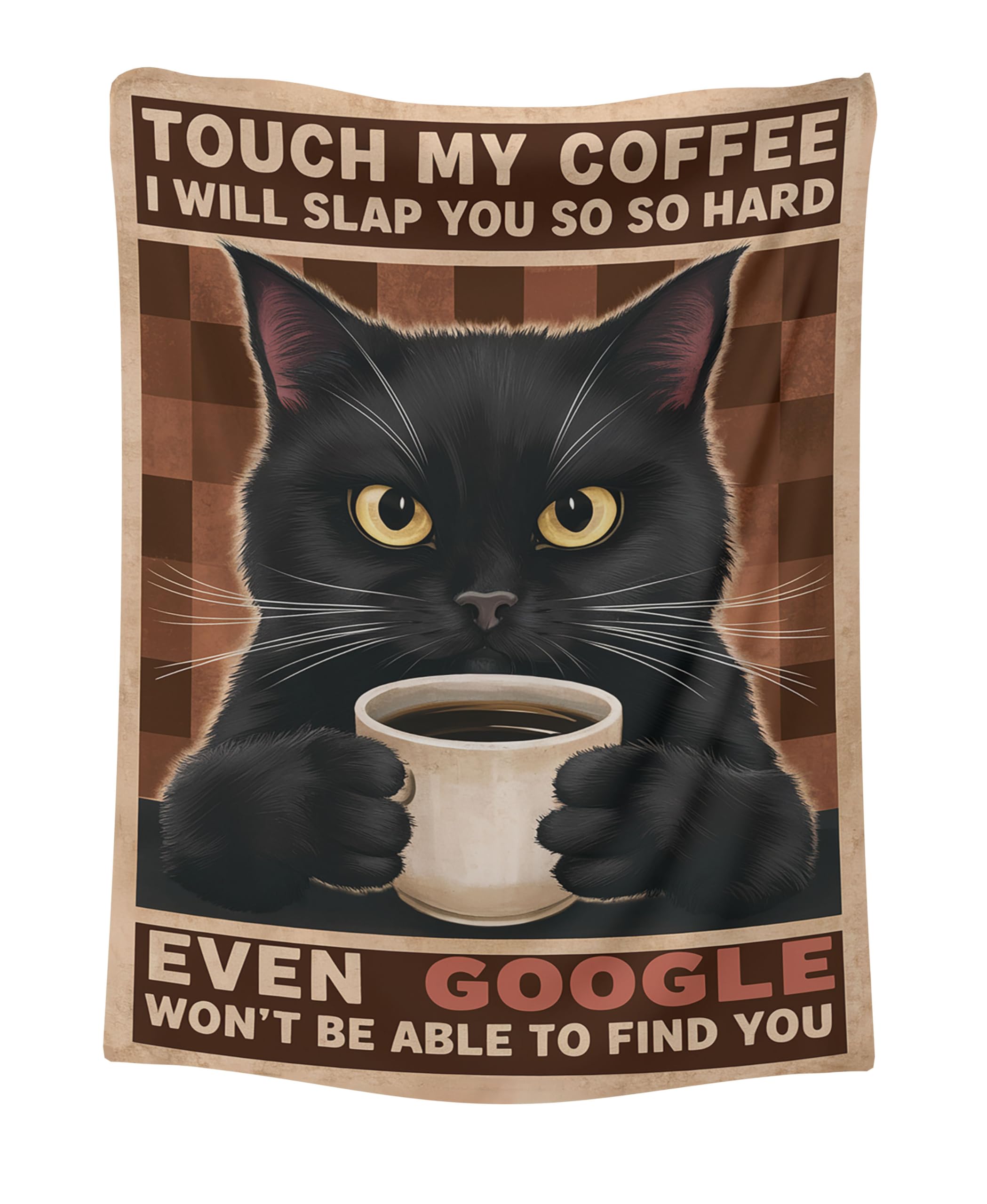 CAPITUNEISKINEPA Touch My Coffee Black Cat Small Blanket for Travel 30