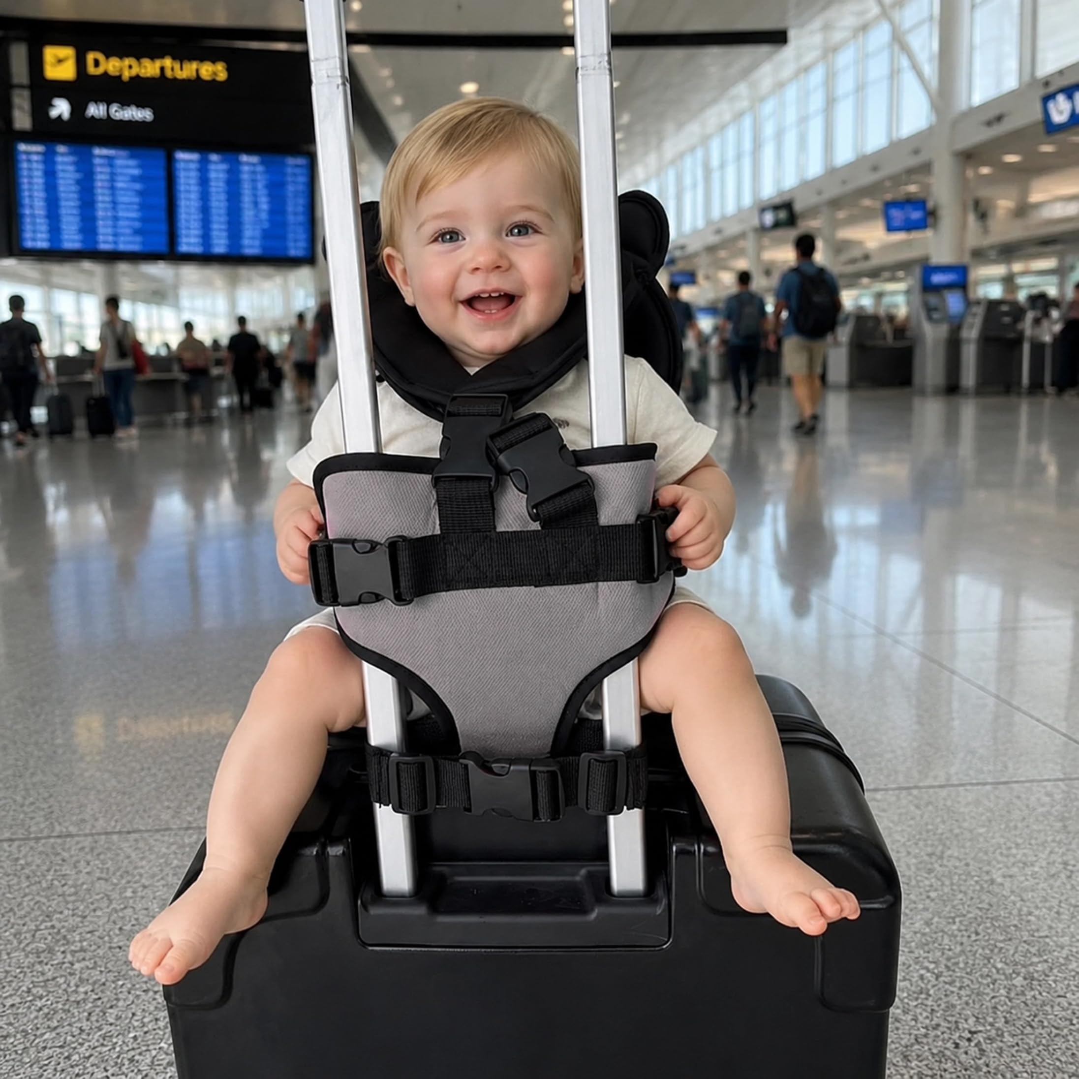 Siège de valise pour tout-petit, porte-bébé portable avec ceinture réglable pour bagages, enfants essentiels de voyage pour filles et garçons moins 15 kg, style 1.