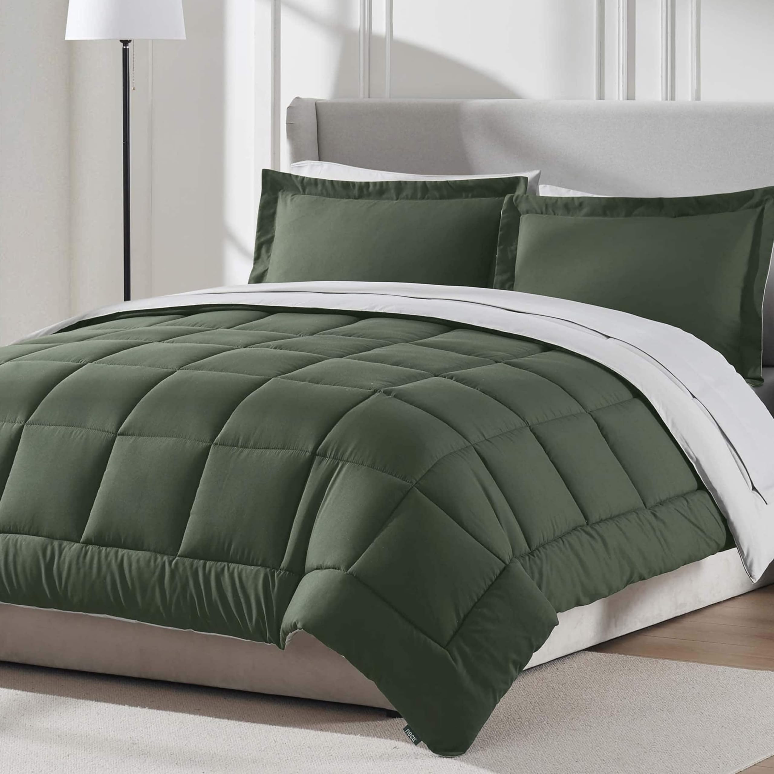 Nestl 7-Piece Queen Comforter Set in Olive Green
