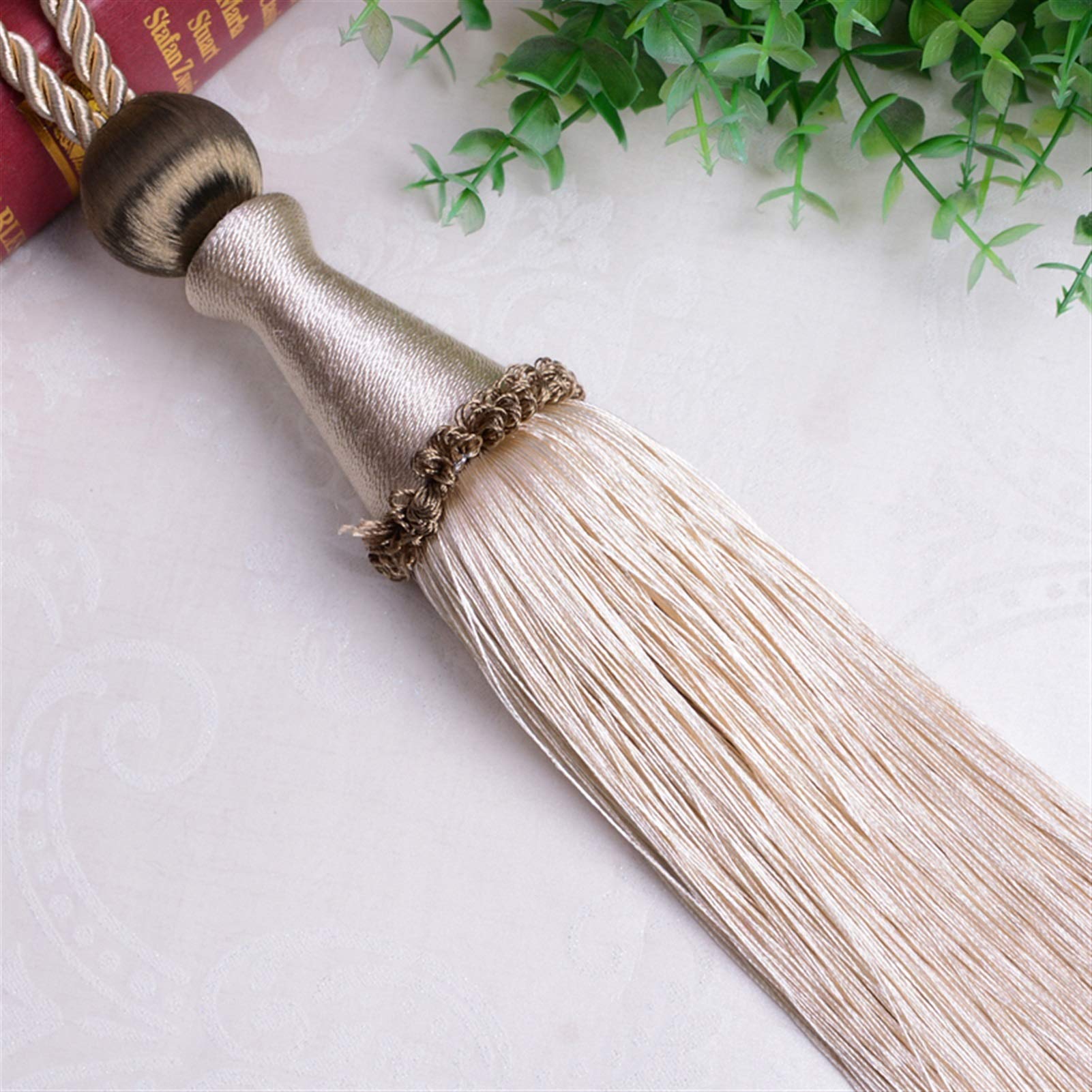 2 Piezas/Par De Alzapaños para Cortinas, Bolas Colgantes, Borlas, Correas De Cepillo, Cuerdas De Amarre, Cinturón, Accesorios para Cortinas, Cierre, Cinta De A,Gold Yellow
