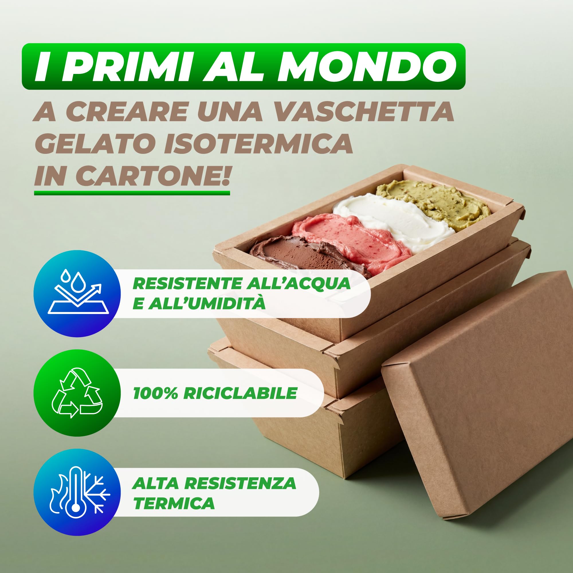 Vaschette Gelato Isotermiche in Cartone Avana 1000cc/750gr – 24 Contenitori per Gelato da Asporto con Coperchio
