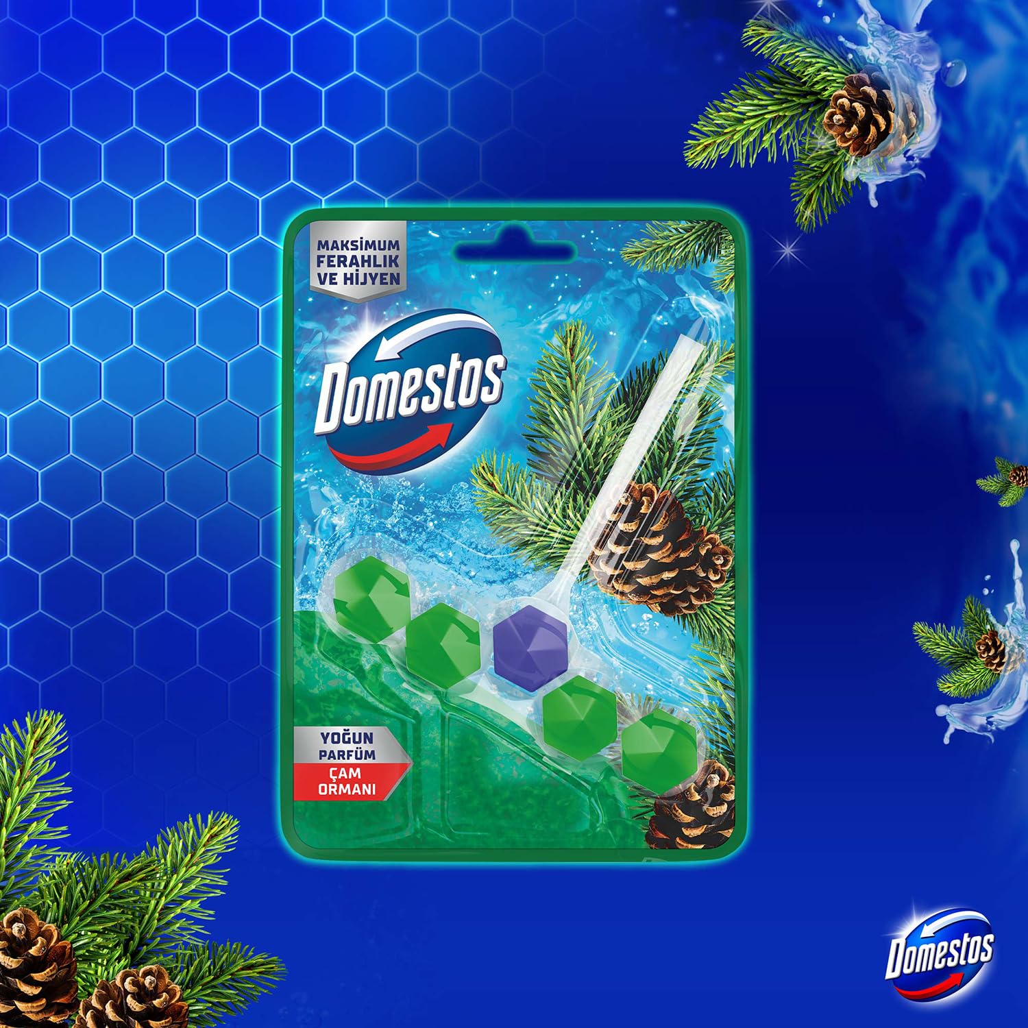 Domestos WC Blok 5'li Güç Tuvalet Bloğu Çam Ferahlığı Maksimum Hijyen 50 G