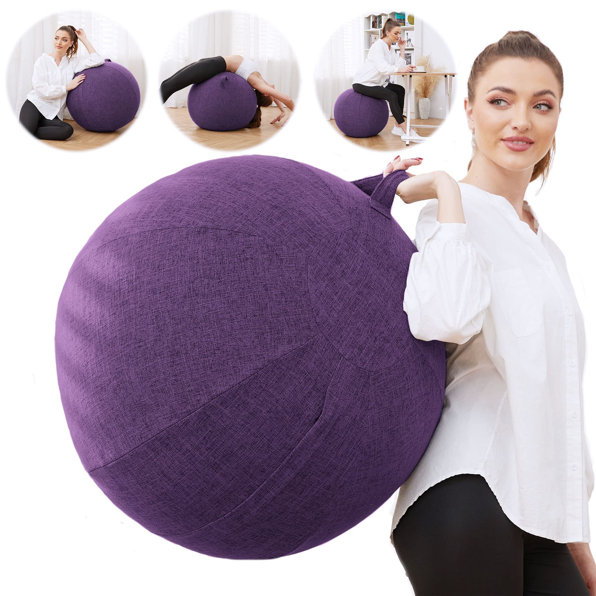 Exercise Ball Chair with Fabric Cover, Pilates Yoga Ball Chair for Home