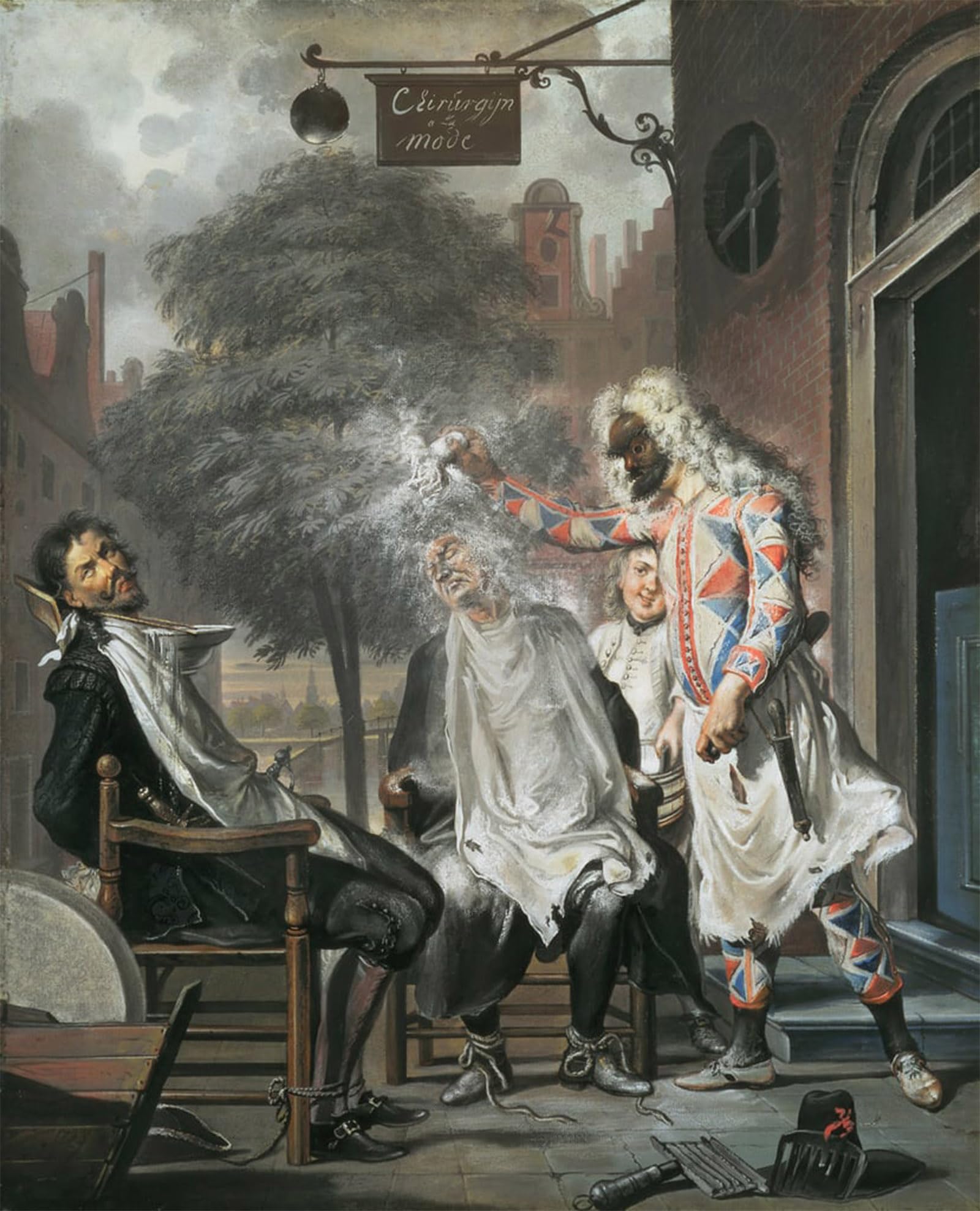 SERENDIPITP Abstract Painting Mural Print Picture Wall Decor Painting Harlequin Magician and the Rivals Exposed by Cornelis Troost Vintage Wall Artwork for Home Decor 60x90cm
