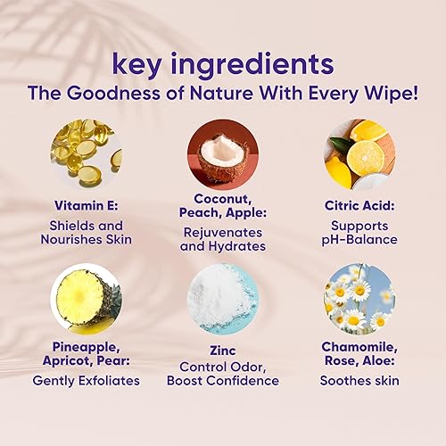 Miniatura 7 de Toallitas húmedas ultra suaves a base de plantas para mujeres, rosa de coco, papel higiénico para adultos con pH equilibrado para abajo, higiene