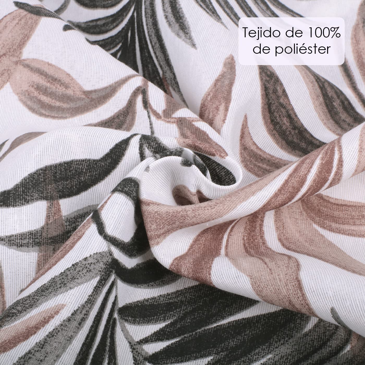 MERCURY TEXTIL- Cojín para Tumbona Estampado o Liso,Hojas Marrón(120x50cm) | Cómodo, Lavable y Elegante para Interior y Exterior. Ideal para Jardín, Piscina, Playa, Terraza y Balcón.
