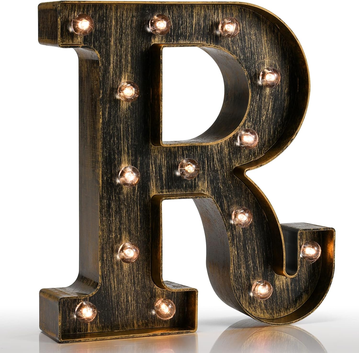 Pooqla Vintage Light Up Marquee Letters with Lights – Illuminated Industrial Style Lighted Alphabet Letter Signs - Coffee Bar Apartment Bedroom Wall Home Initials Decor A-Z