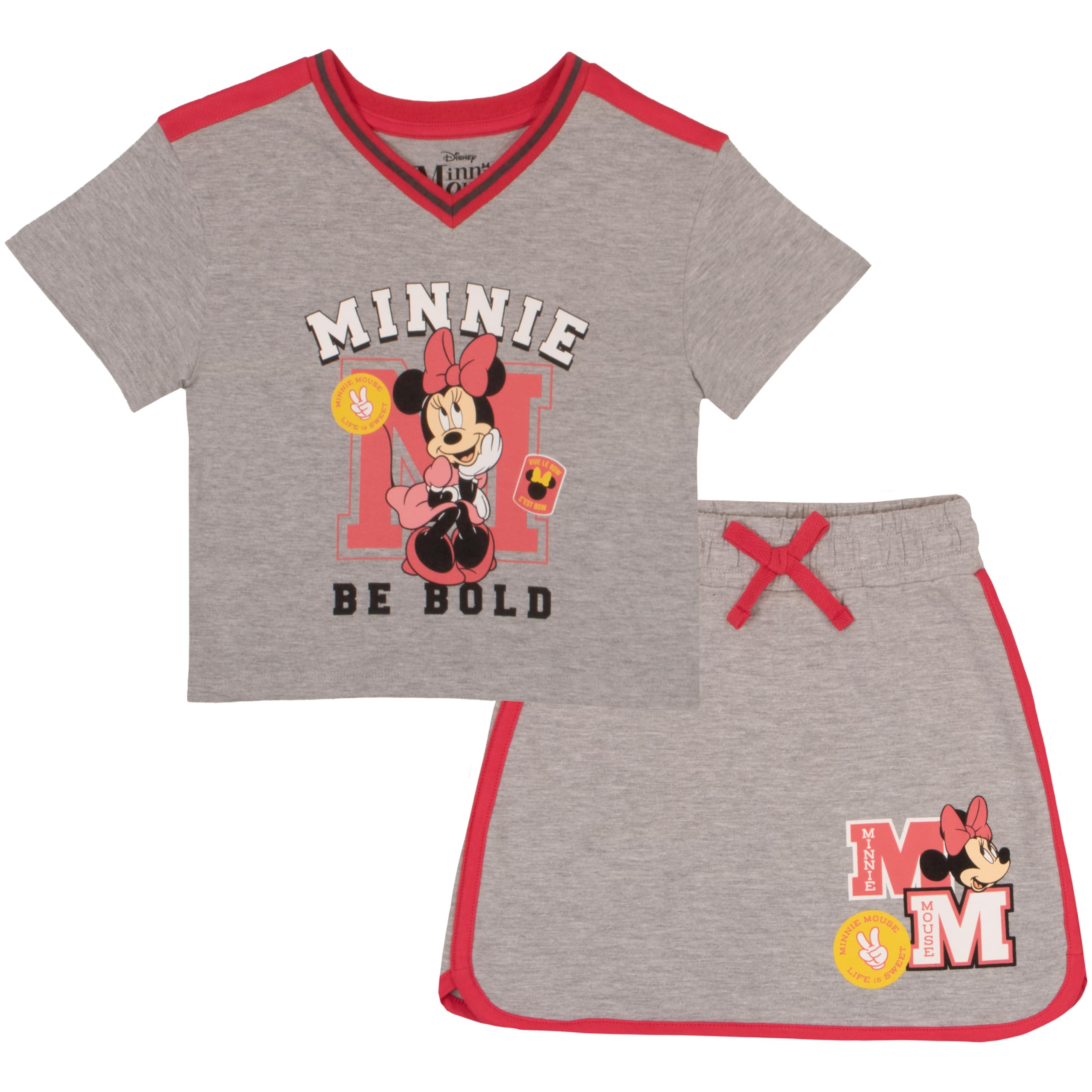 Disney Princess, Lilo and Stitch, Minnie Mouse, Moana y Frozen Girls - Conjunto de 2 piezas - Camiseta de manga corta y falda para niños