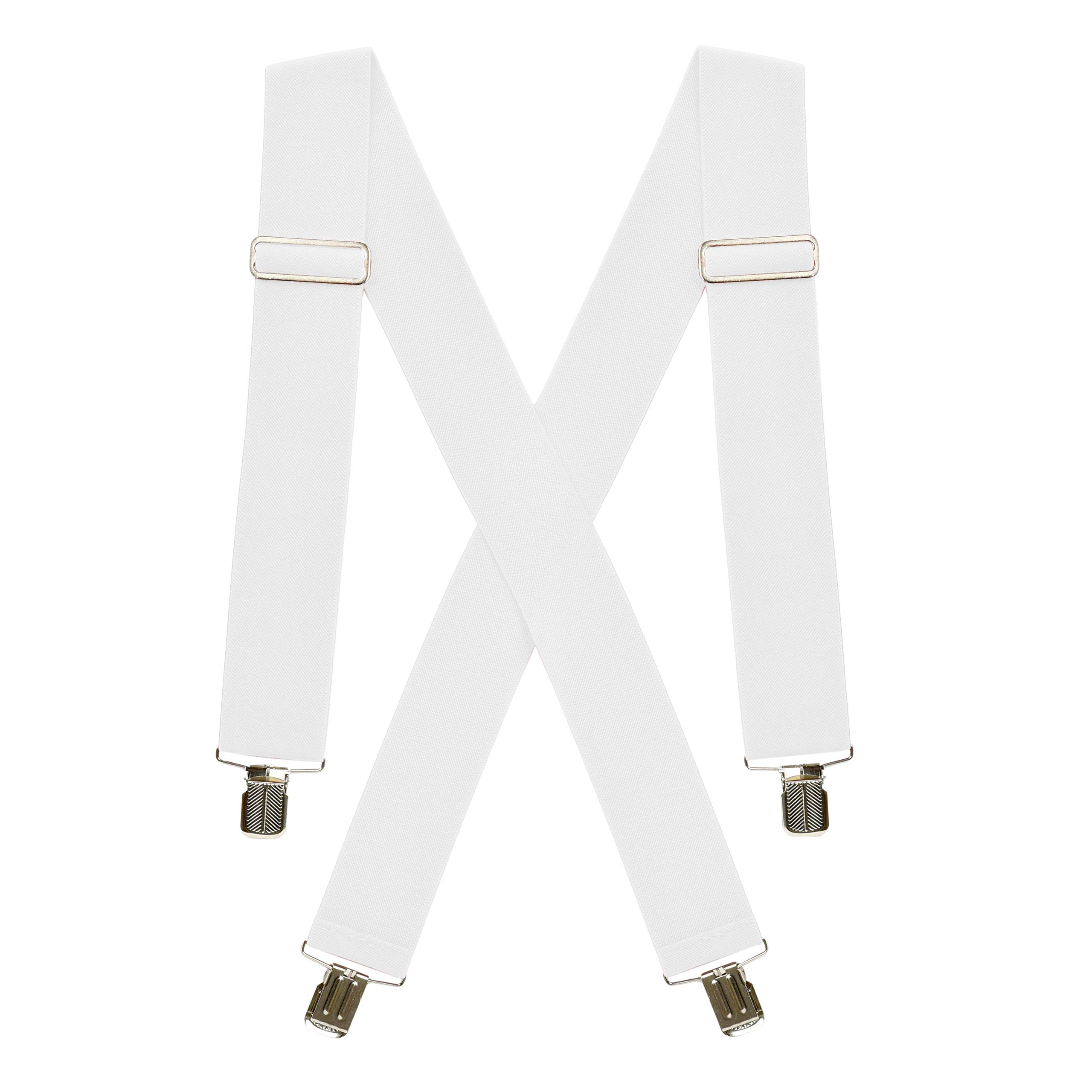 Hold’Em Suspenders for men Heavy Duty for Big and Tall-White