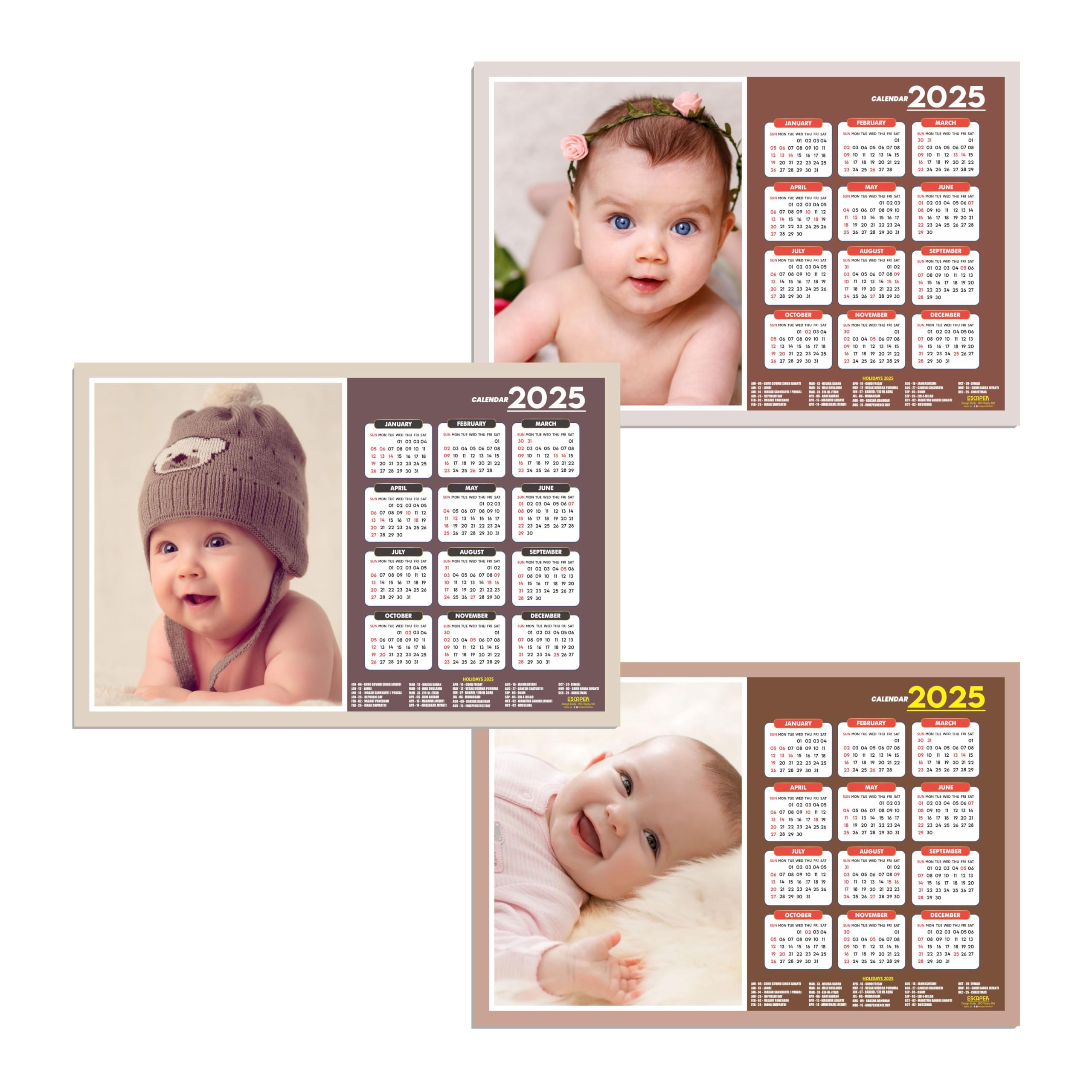 ESCAPER Calendario da parete 2025 per donne incinte (45 x 30 cm), foto di bambini da appendere, calendario da parete 2025 per donne incinte, immagini di bambini per donne incinte