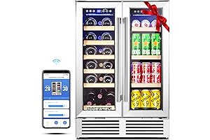 Kalamera Wine Fridge, a 24" Dual Zone Wine Cooler with Smart APP Control