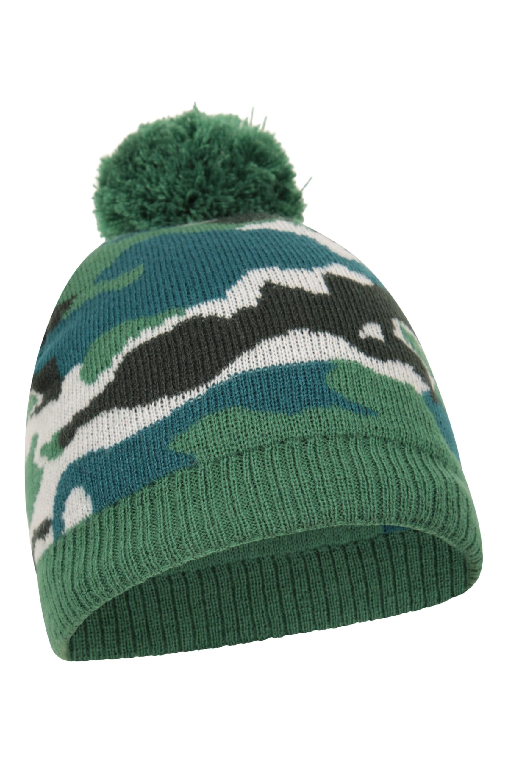 Camo Fleece Kids Beanie - Green