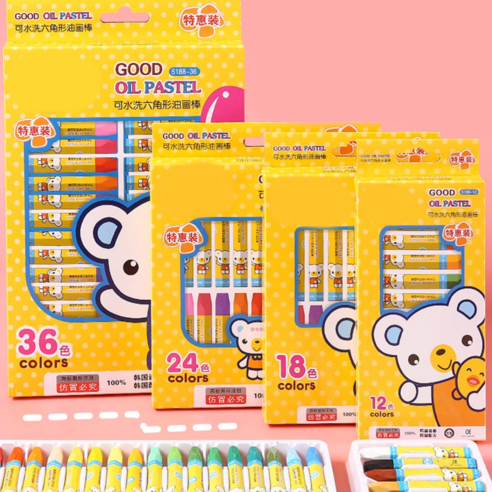 Amazon.co.jp: 12/18/24/36 色洗えるクレヨン子供のための握りやすい六