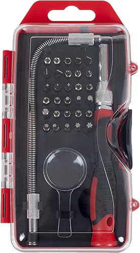 Miniatura 2 de Juego de destornilladores de precisión de 30 piezas, incluye eje flexible extraíble, lupa, 30 puntas y estuche de plástico, kit de herramientas para