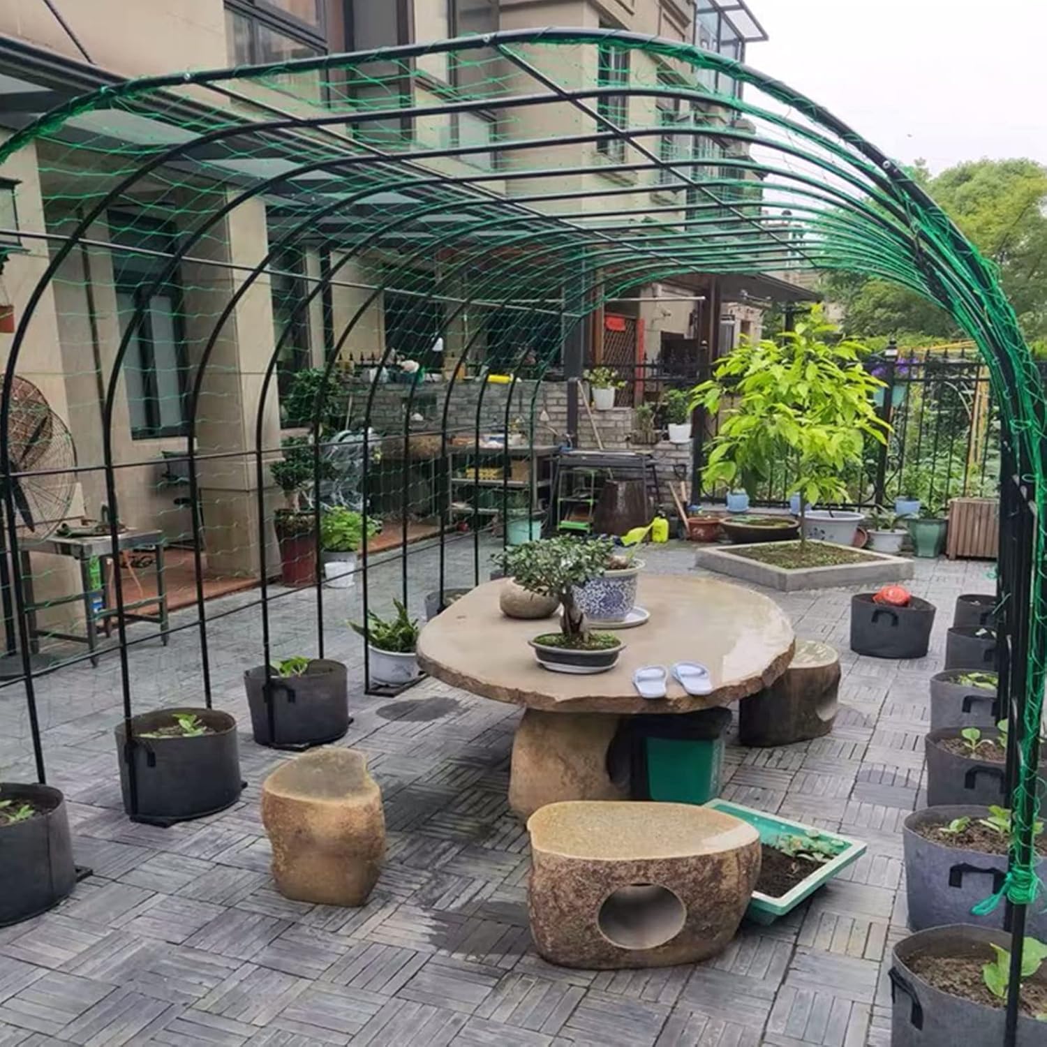 Garden Arch Trellis for Climbing Plants, Green Metal Rose Arbor Support, 2x2.3m Outdoor Archway for Lawn, Backyard, Wedding Decor, Flower Climbing Rack