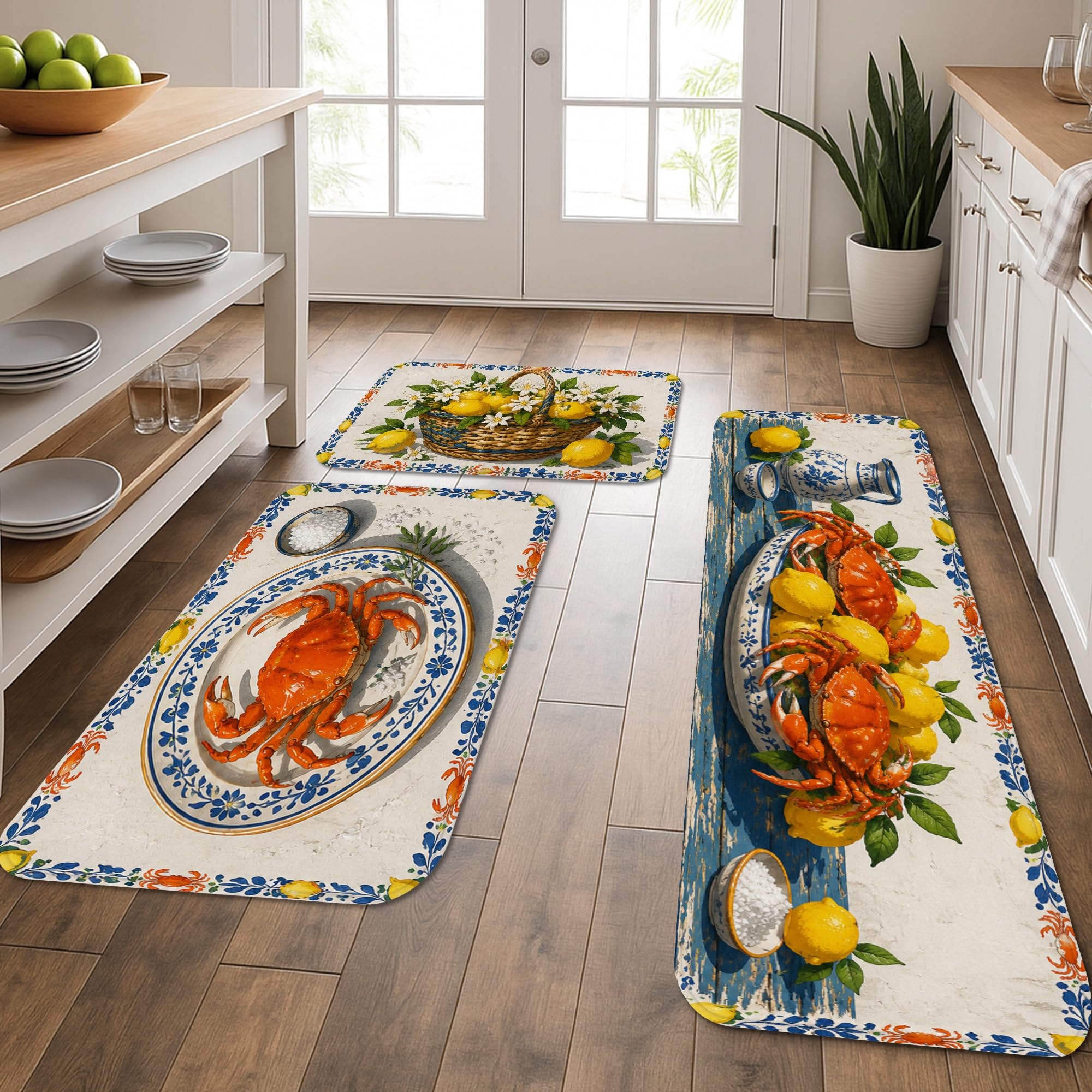 Tapis de cuisine crabe lavable et confortable pour sol de buanderie