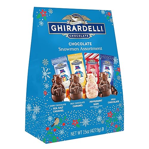 GHIRARDELLI Surtido de muñecos de nieve de chocolate navideño, bolsa de 15 onzas