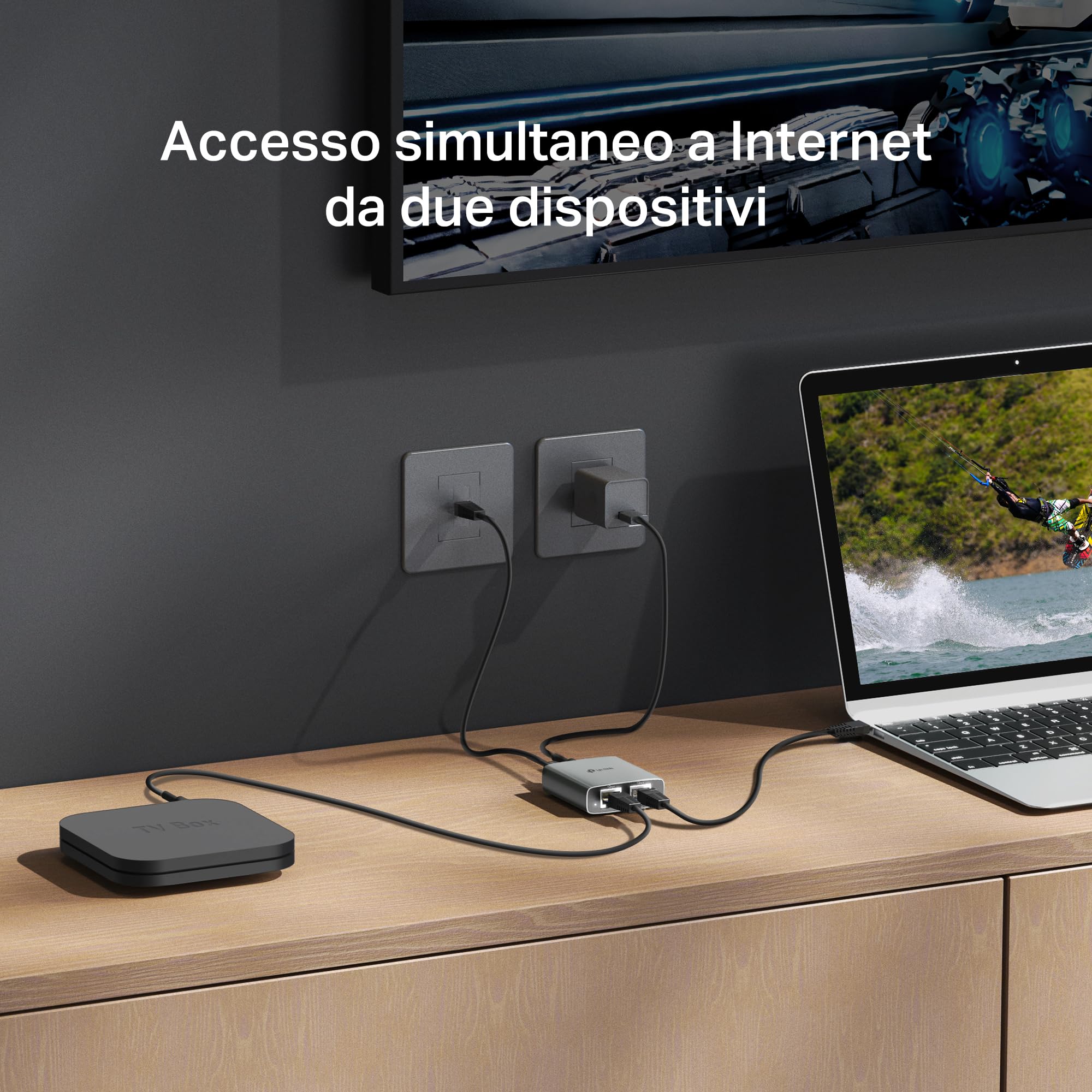 TP-Link EH210 Sdoppiatore Ethernet Gigabit, Velocità Gigabit 1000 Mbps da 1 a 2, Compatibile con Cavi Ethernet di Cat 8/7/6/5e/5, Involucro in Leghe di Alluminio, Plug&Play