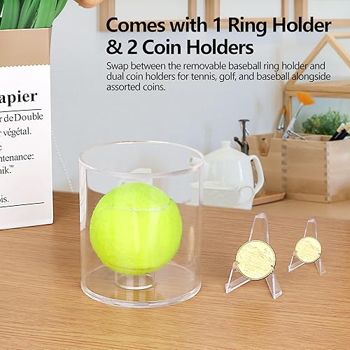 Miniatura 4 de Cilindro de exhibición de béisbol, vitrina acrílica más grande de 3.5 pulgadas de diámetro con soporte interior reemplazable para anillo de béisbol