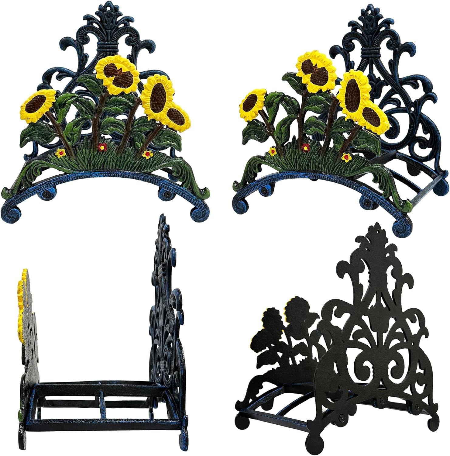 Wall Mounted Garden Hose Holder - Heavy Duty Cast Iron Water Hose Holder for Indoor Outdoor, Garden & Yard Decoration Water Pipe Hanger, Metal Sturdy Hose Rack Reel Storage Butler (Sunflower)