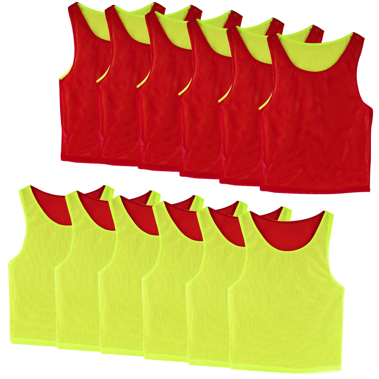 Linkidea Chaleco de equipo de fútbol de doble cara para niños de 6 a 12 años, pinnies reversibles para deportes y práctica (paquete de 12)