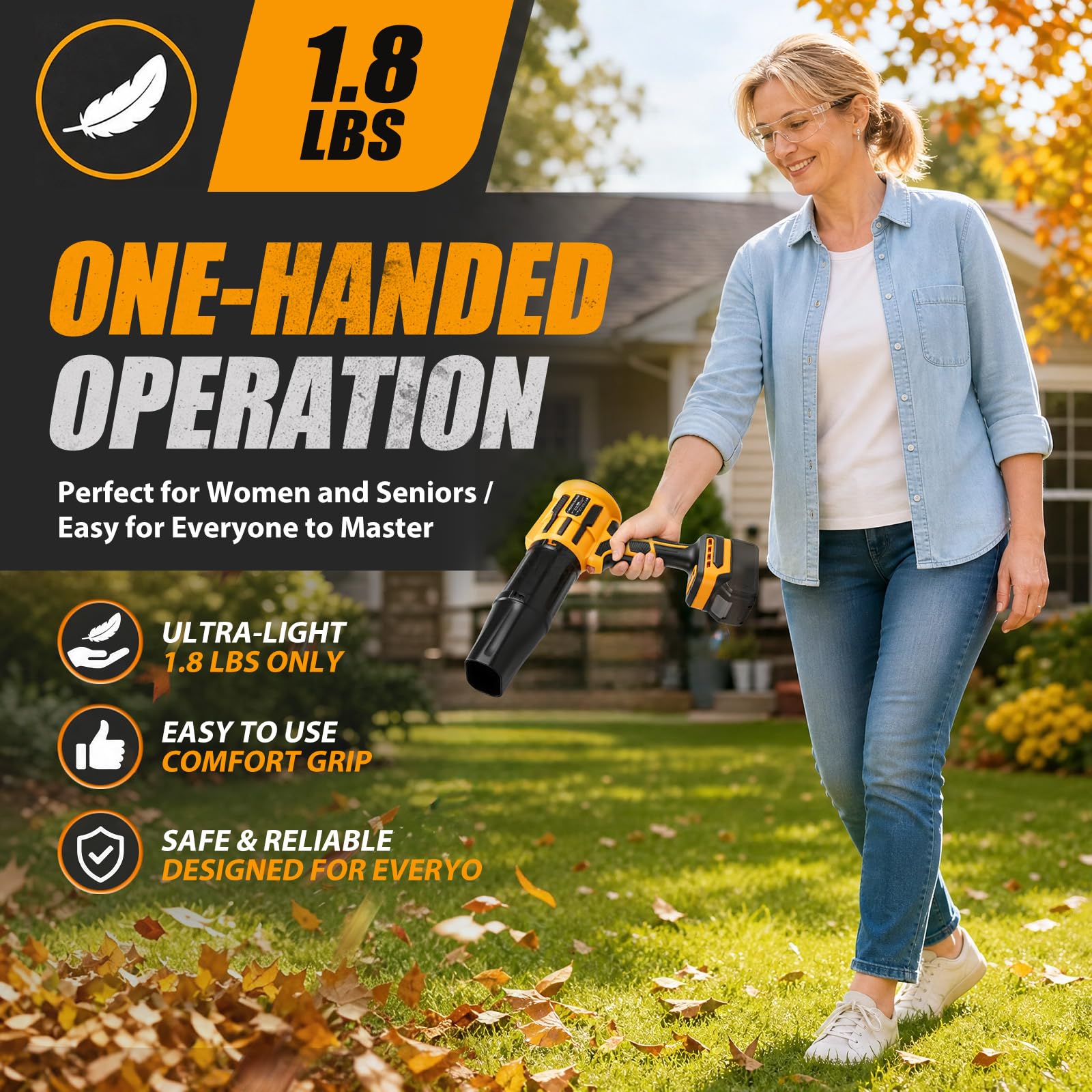Soplador de hojas y aspiradora 2 en 1, compatible con batería Dewalt de 20