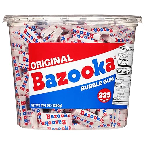 Bazooka - Chicle de Pascua 225 unidades envuelto individualmente con sabor original tubo de chicle a granel divertido caramelo antiguo para cestas Bazooka - Chicle de Pascua 225 unidades envuelto individualmente con sabor original tubo de chicle a granel divertido caramelo antiguo para cestas