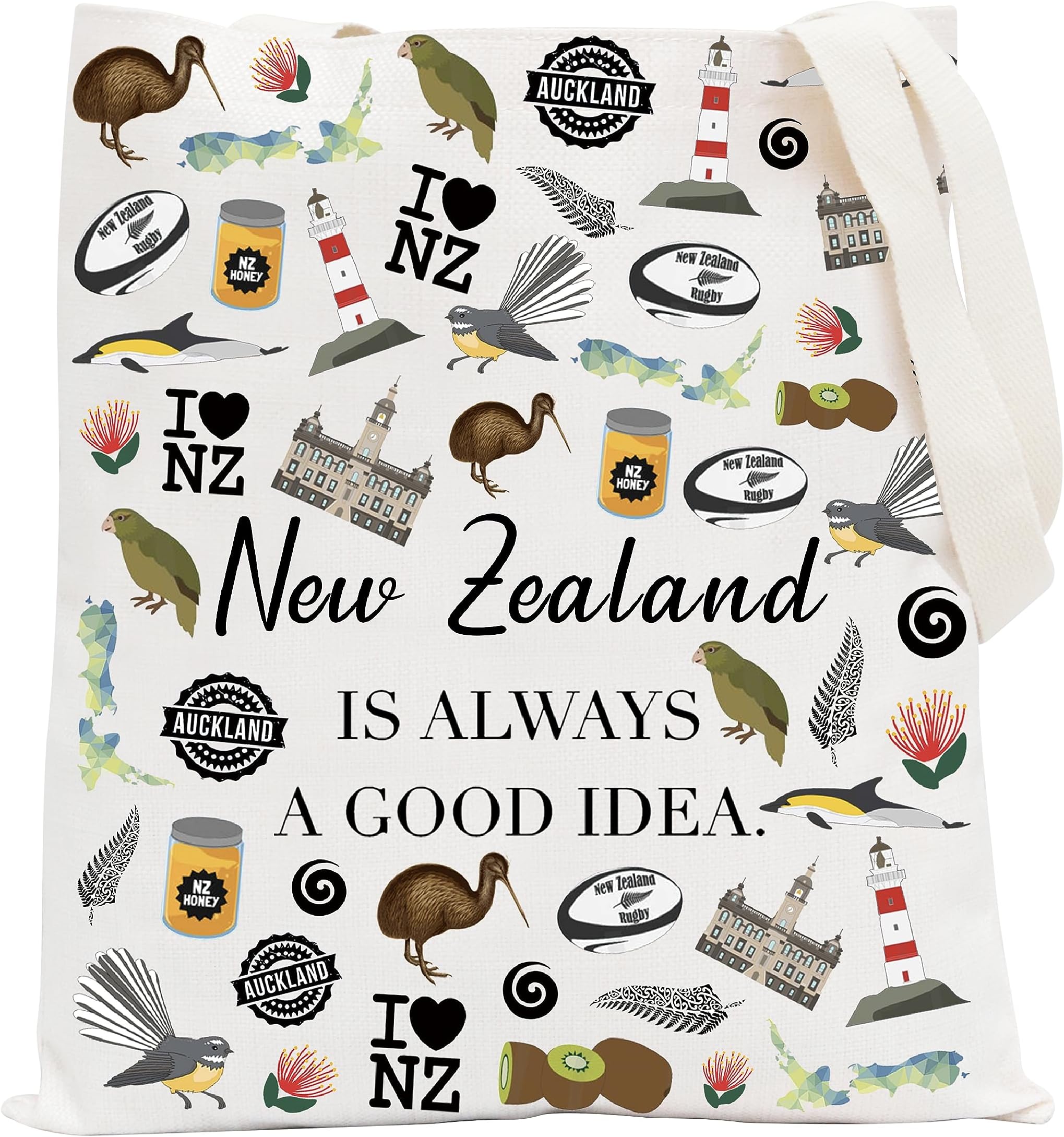 POFULL New Zealand Inspired Gift New Zealand Is Always A Good Idea Cosmetic Bag New Zealand Lover Gift (New Zealand Tote Bag), New Zealand Tote Bag