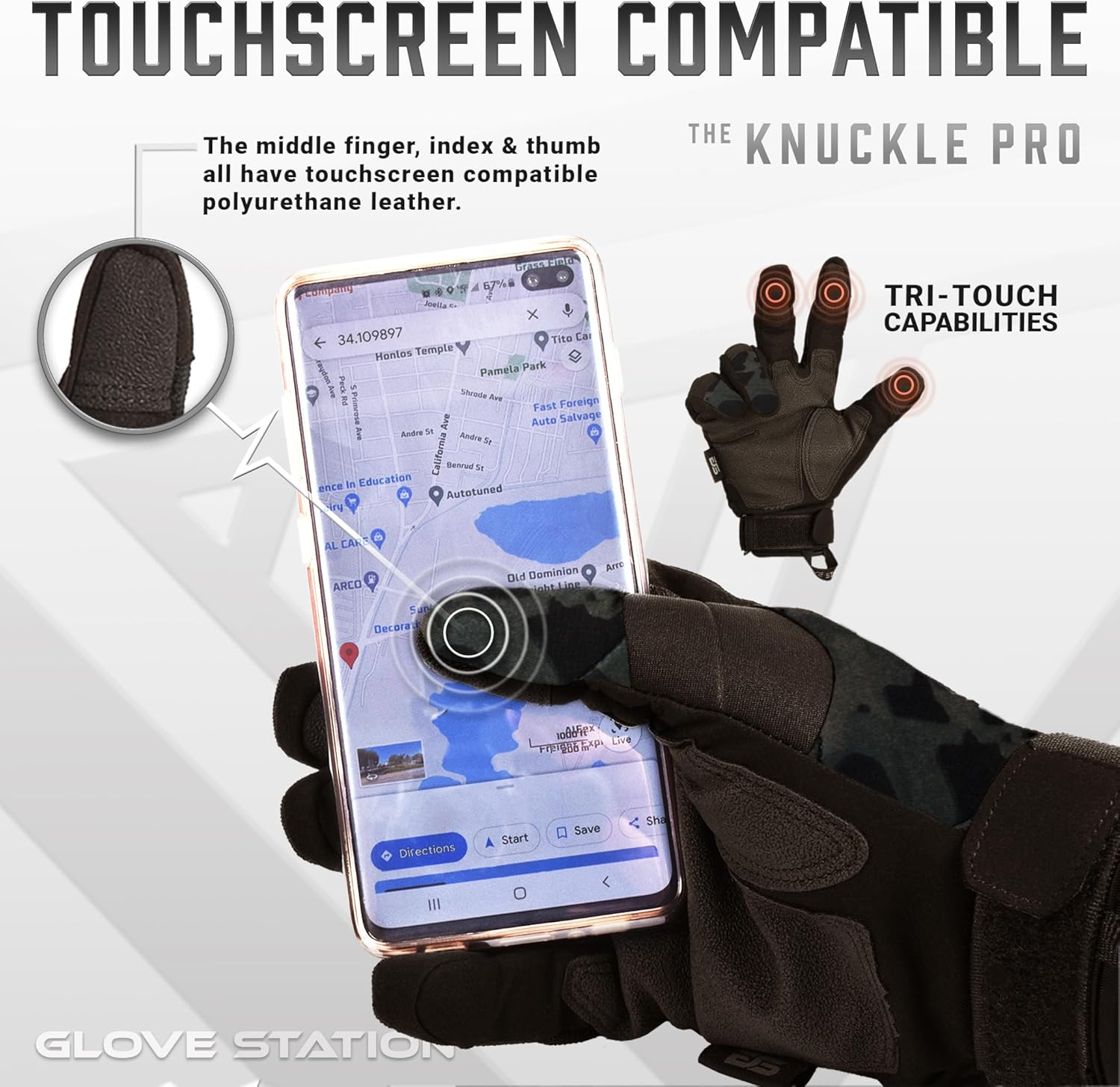 Glove Station Gloves for Men – Touchscreen Utility Gear with Hard Knuckle Protection Used in Motorcycle, Airsoft, Combat, & Outdoor Work Black Multicam Medium