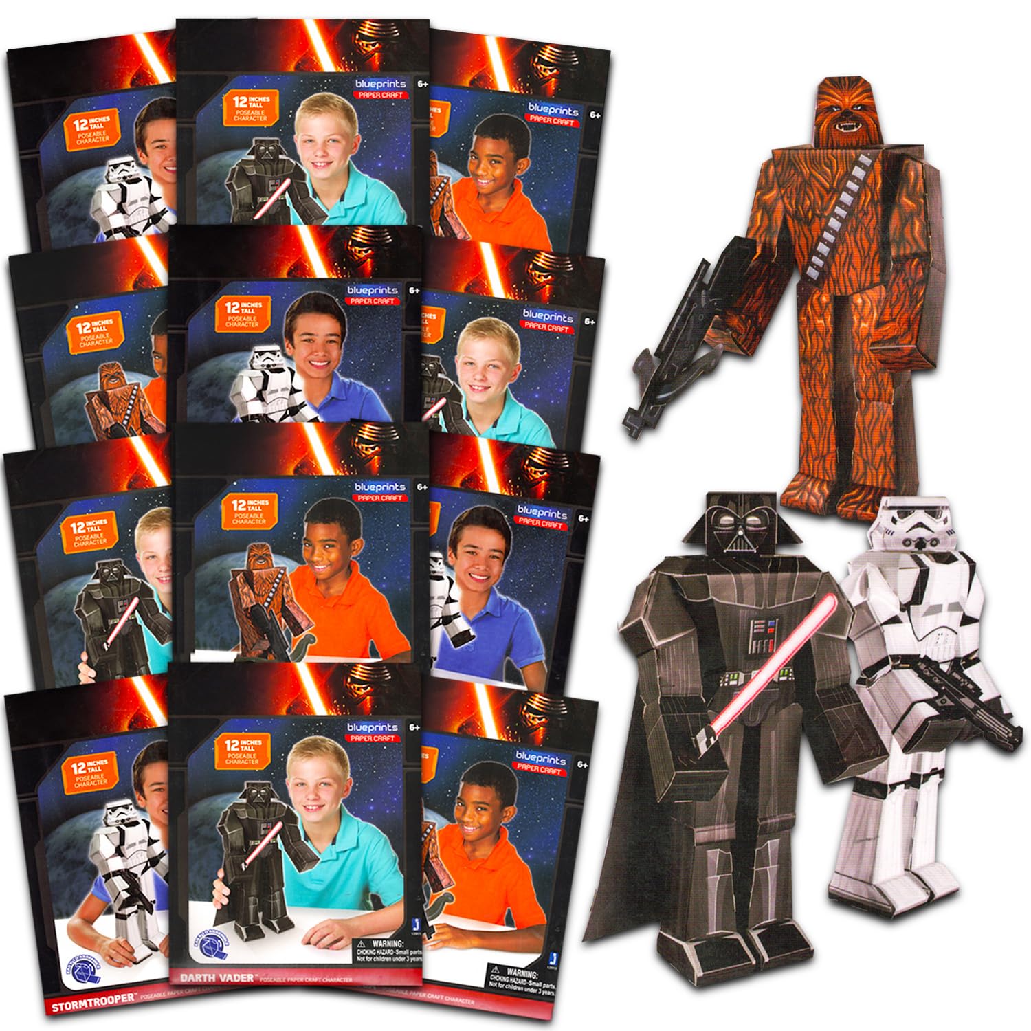 Star Wars Kit de modélisme en papier – 12 paquets d'activités en papier pour anniversaires, célébrations, activités amusantes, plus | Ensemble de fournitures de fête Star Wars pour enfants