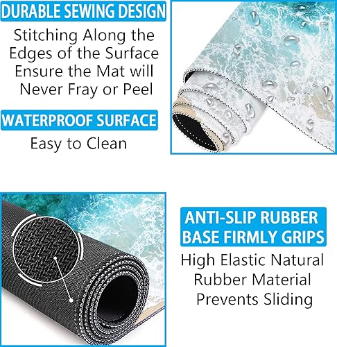 Miniatura 5 de LATEEFAH Alfombrilla de escritorio, alfombrilla de mouse con reposamuñecas, 4 en 1, alfombrilla de mouse grande para escritorio, alfombrilla de