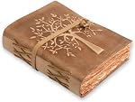 LEATHER VILLAGE Tree of Life Leather Bound Vintage Journal for Men & Women - Book of Shadows - 6 X 4 inches - Antique Deckle Edge Handmade Watercolor Paper – Turquoise