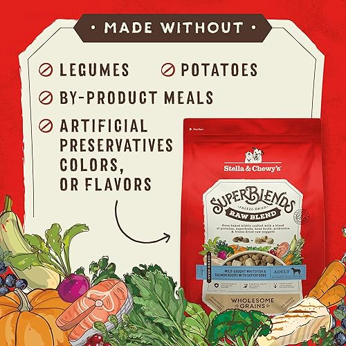 Miniatura 4 de Stella & Chewy's SuperBlends - Receta de pescado blanco y salmón capturados en la naturaleza con superalimentos, bolsa de 21 libras