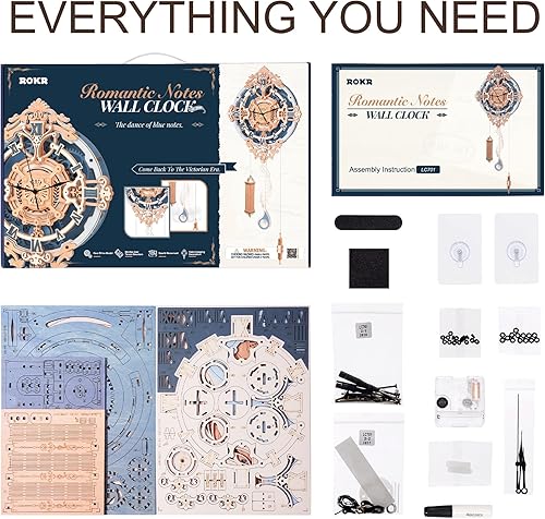 Miniatura 7 de ROKR Rompecabezas de madera 3D para adultos, reloj de rompecabezas de madera, kits de modelos de construcción mecánica, kits de modelos de
