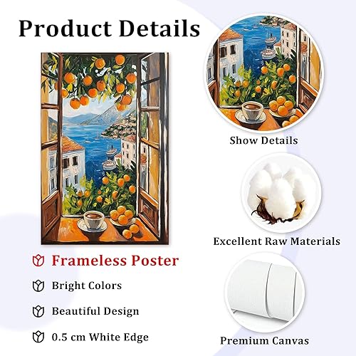 Miniatura 5 de Arte de pared abstracto de Matisse con imagen costera azul, póster de Henri Matisse con ventana abierta, vintage, impresión naranja abstracta,