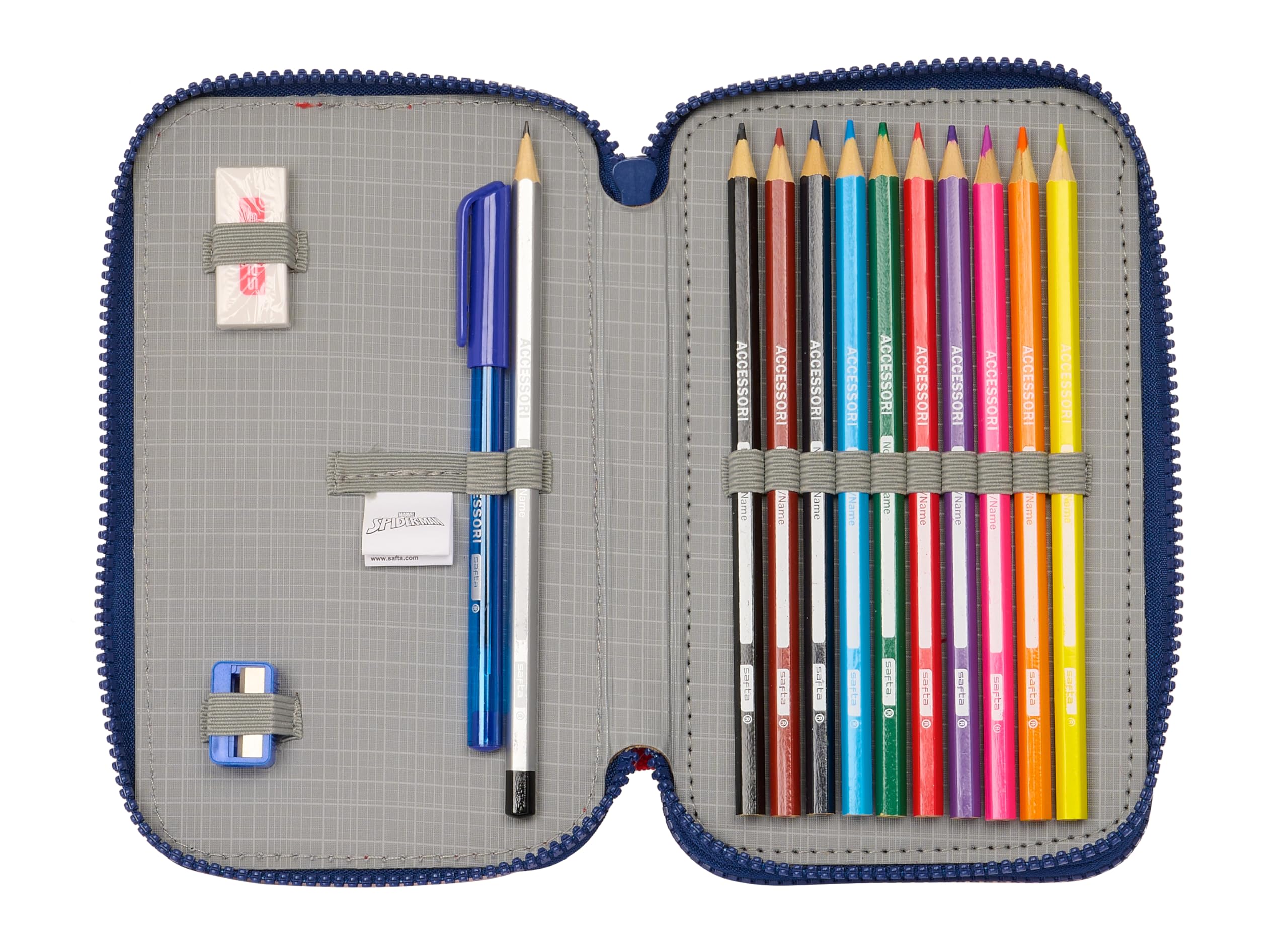 Safta SPIDERMAN Neon, Children's School Pencil Case, Pencil Case with Colours, with 28 Tools Included - Image 4