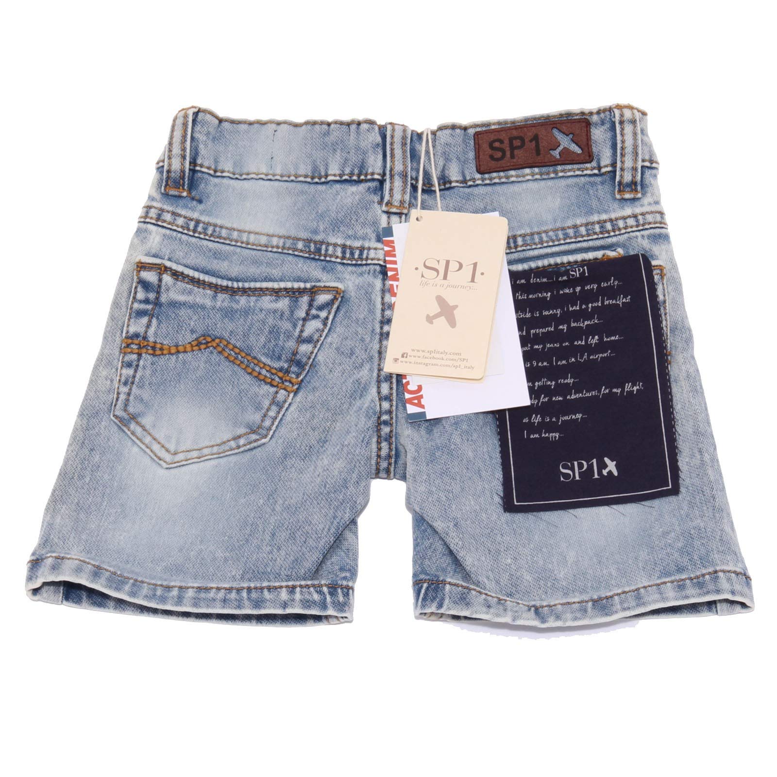 SP1 4963AB Bermuda Bimbo Boy Jeans Denim Delave Shorts Kid