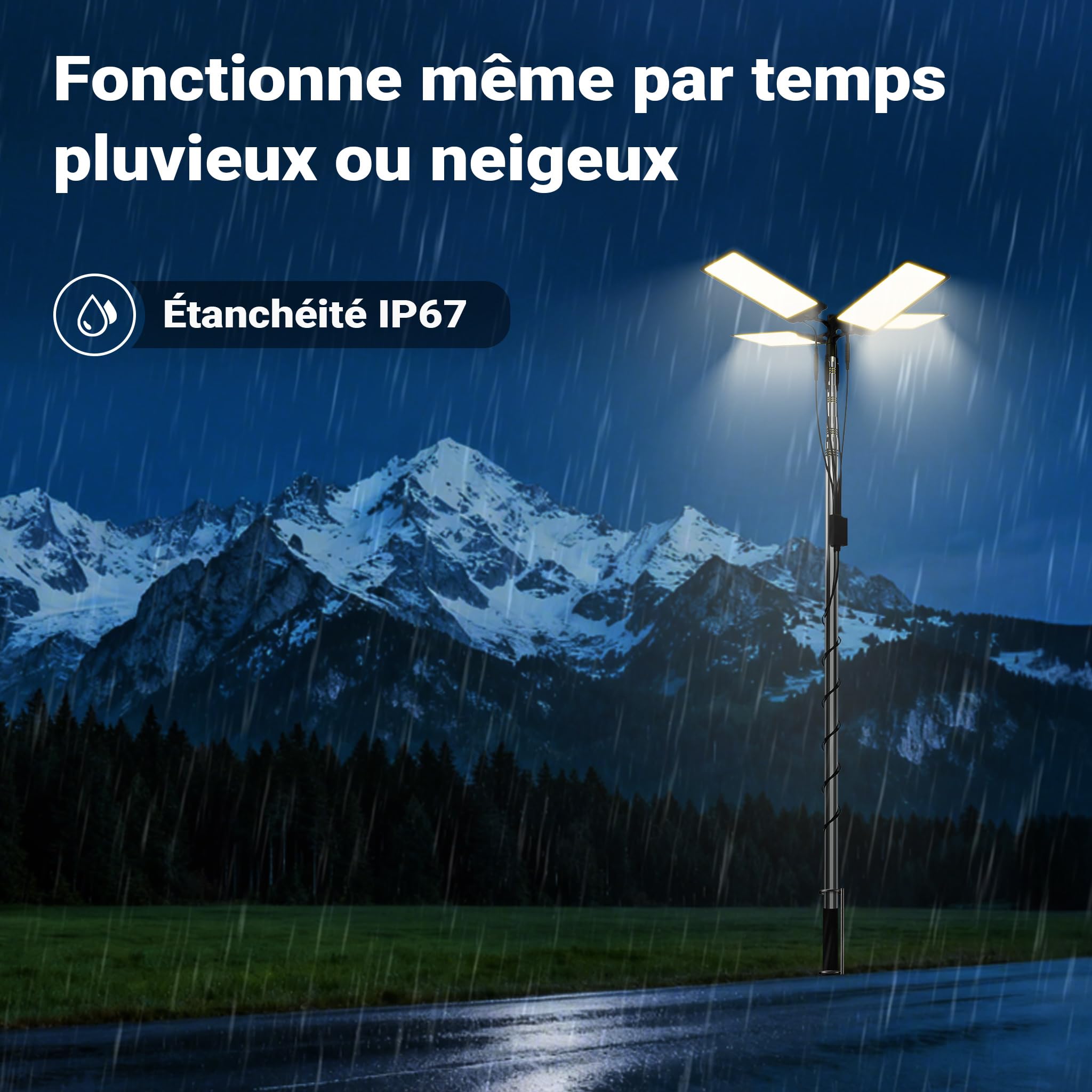Wiltec Lampe télescopique 12 V LED V2, 560 x 560 x 1190 mm, 912 LED, 11224 lm, Lumière avec Barre de support et Télécommande pour Camping Tente Excursions