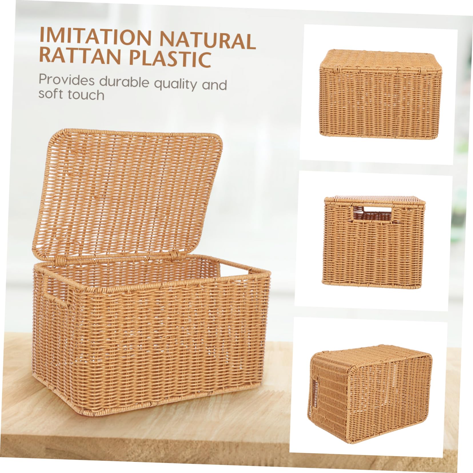 Amazon.com: Luxshiny Woven Storage Basket with Lid Imitation