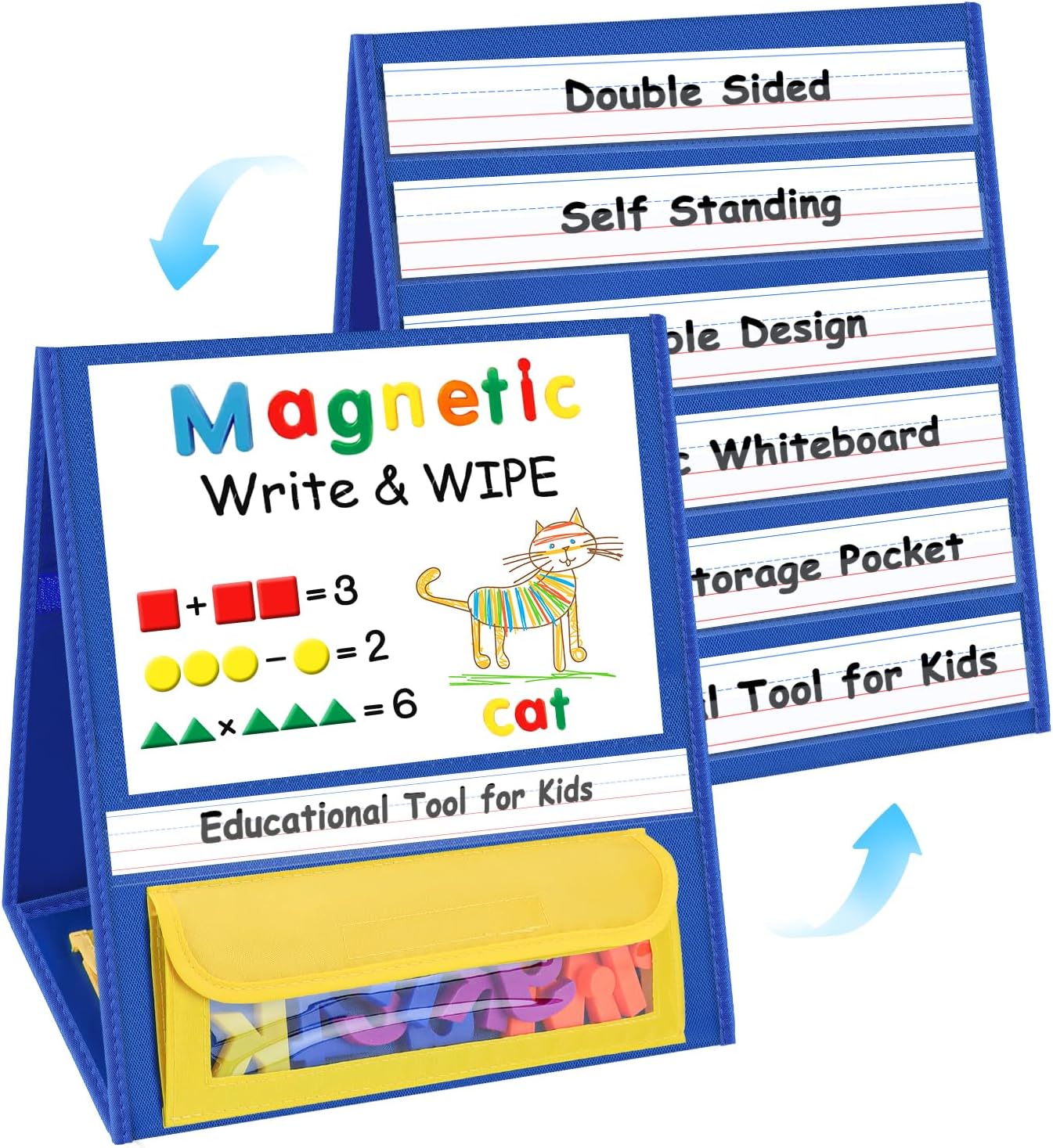 Eamay Magnetic Desktop Tabletop Stands Pocket Chart Foldable Whiteboard Easel Classroom Tool for Kids Education