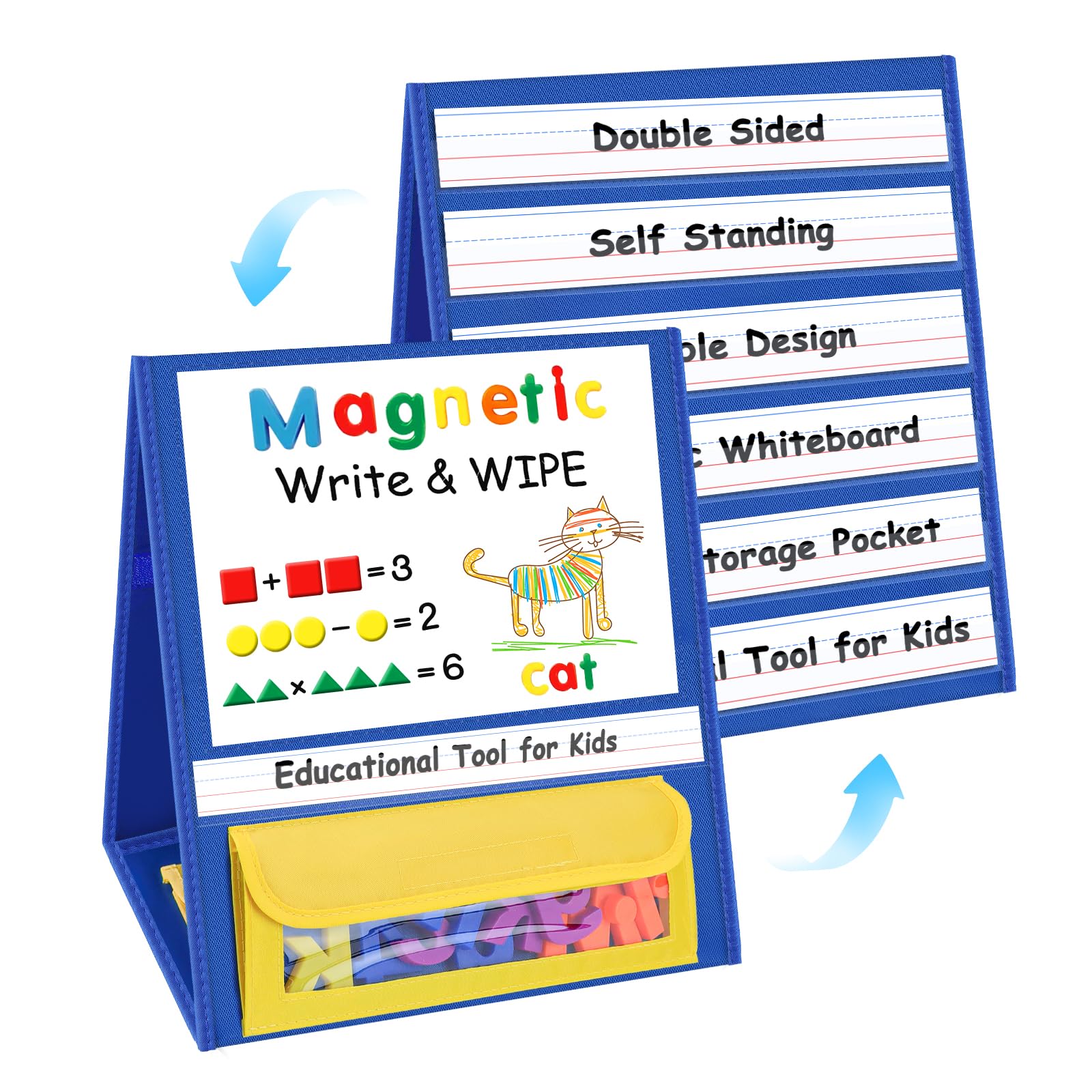 Magnetic Pocket Chart With 20 Dry Erase Cards - Classroom & Home Organization Board