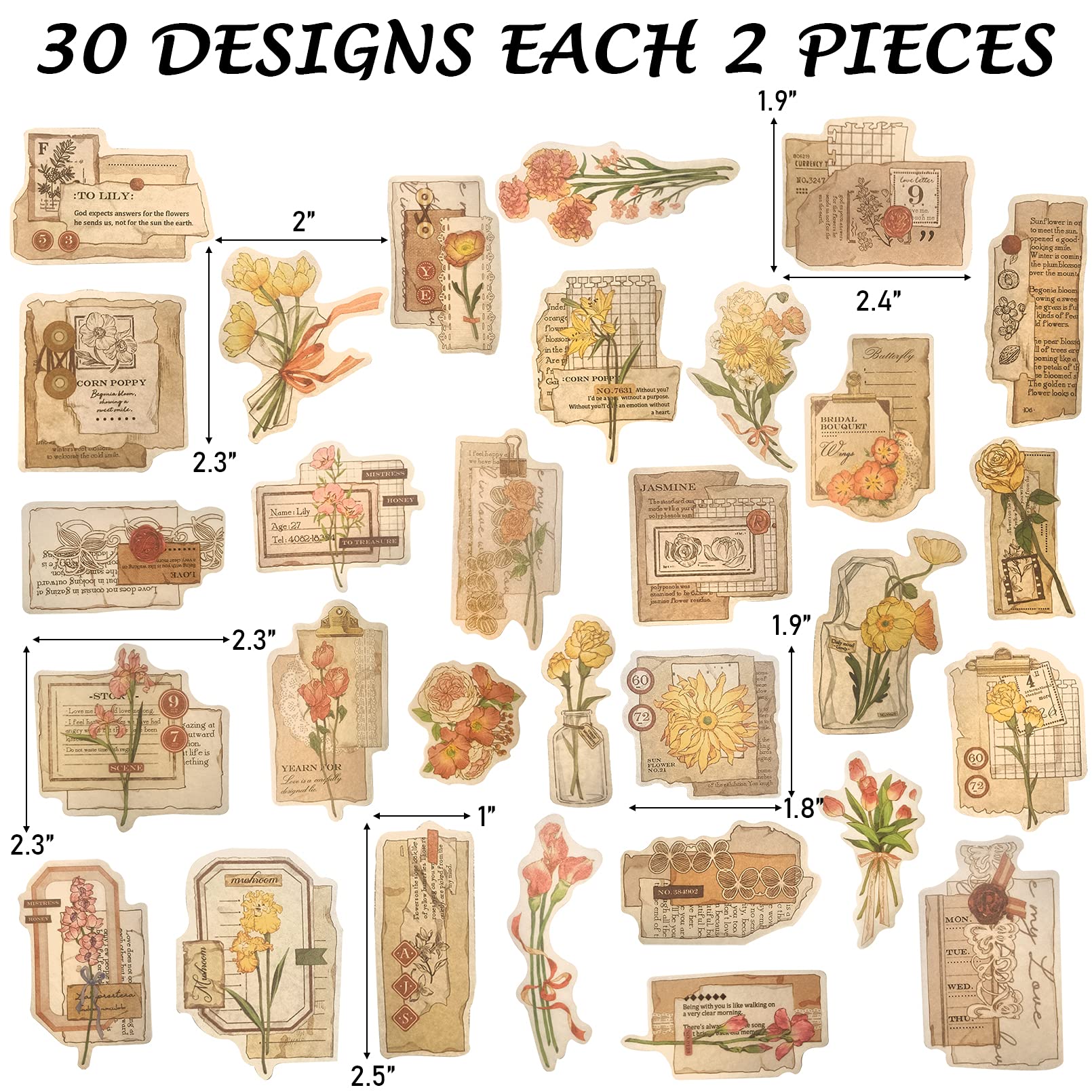 Limmoz vintage scrapbook stickers, 120pcs aesthetic floral washi stickers,  decorative antique journal stickers for art craft notebook album diary  letters laptop ephemera gift diy embellishments : amazon.com.au: home