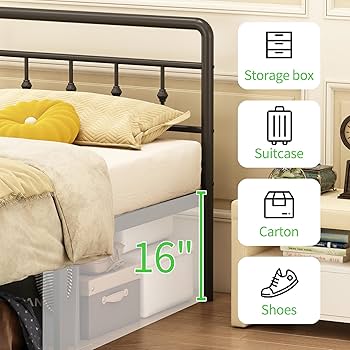 Amazon.com: EMODA 16 Inch Twin XL Bed Frames with Headboard and Amazon.com: EMODA 16 Inch Twin XL Bed Frames with Headboard and