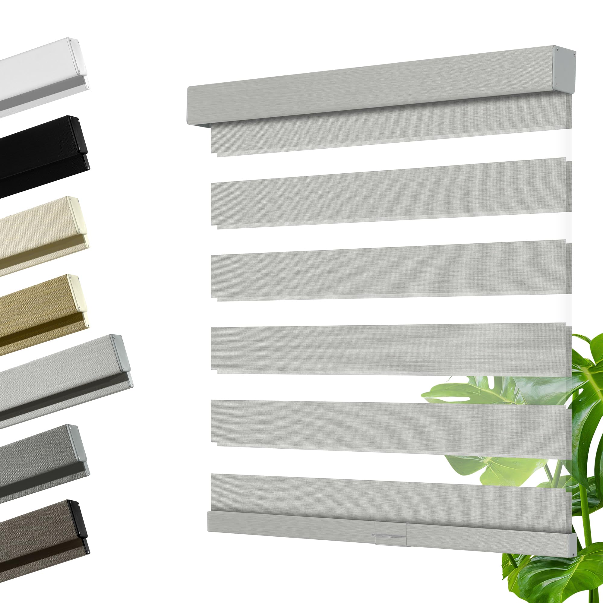 HOTSOON Cordless Zebra Blinds for Windows, Blackout Interior Blinds,Easy to Install,UV Protection,for Offices and Home,Custom Roller Shades, Mousse