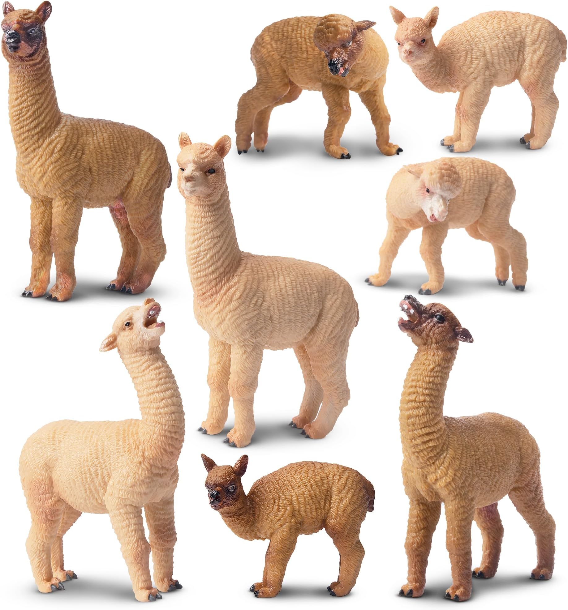 8PCS Alpaca Figures Llama Figurines Plastic Forest Jungle Animal Toy Christmas Birthday Gift for Kids Boys Girls