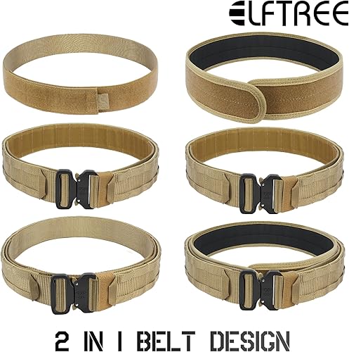 Miniatura 9 de ELFTREE Cinturón táctico MOLLE de 2 pulgadas, cinturón resistente con cinturón interior y almohadilla antideslizante interior 2 en 1, cinturón de