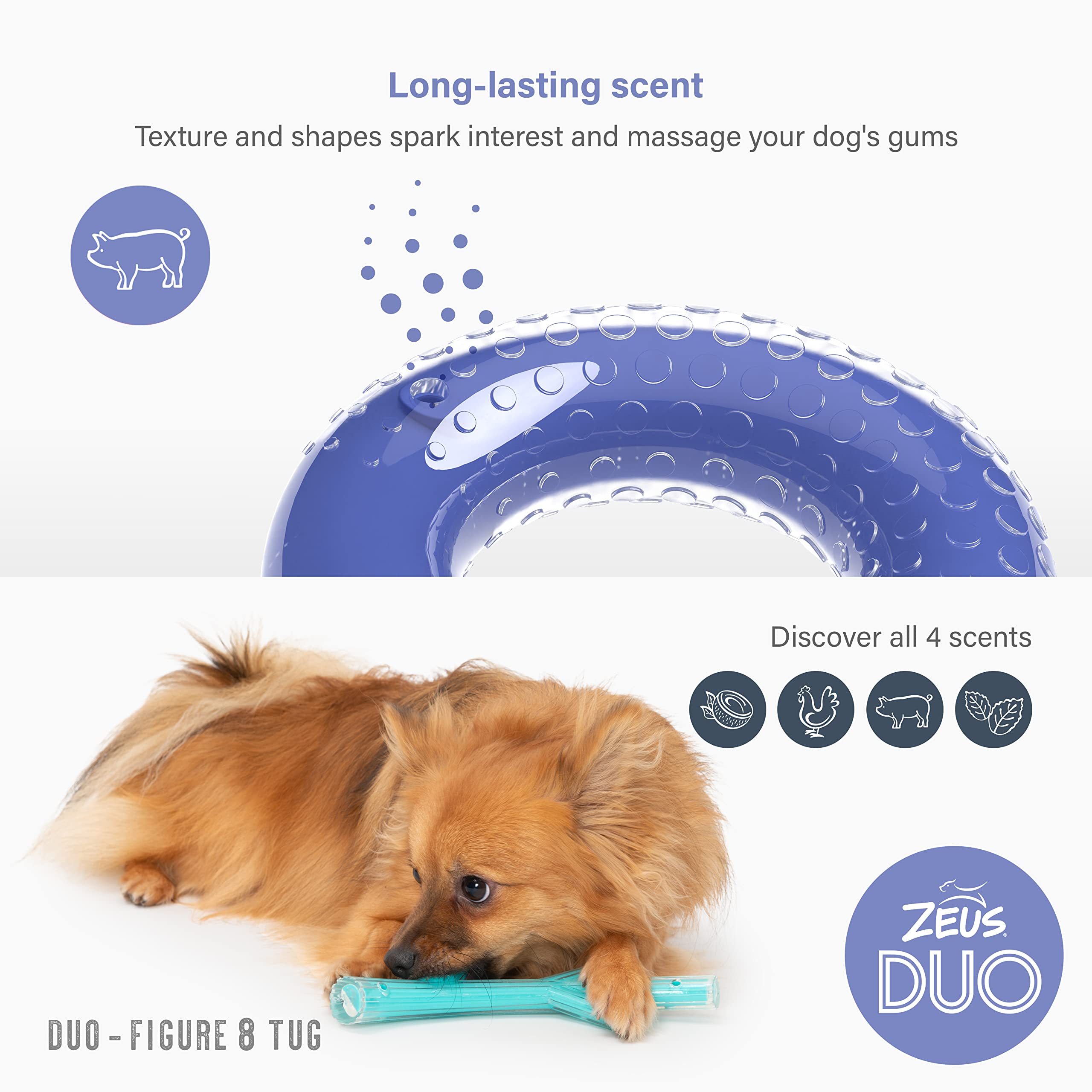 Zeus Duo Figure-8 Tug, 20cm (8in), Purpl, Purple - Image 3