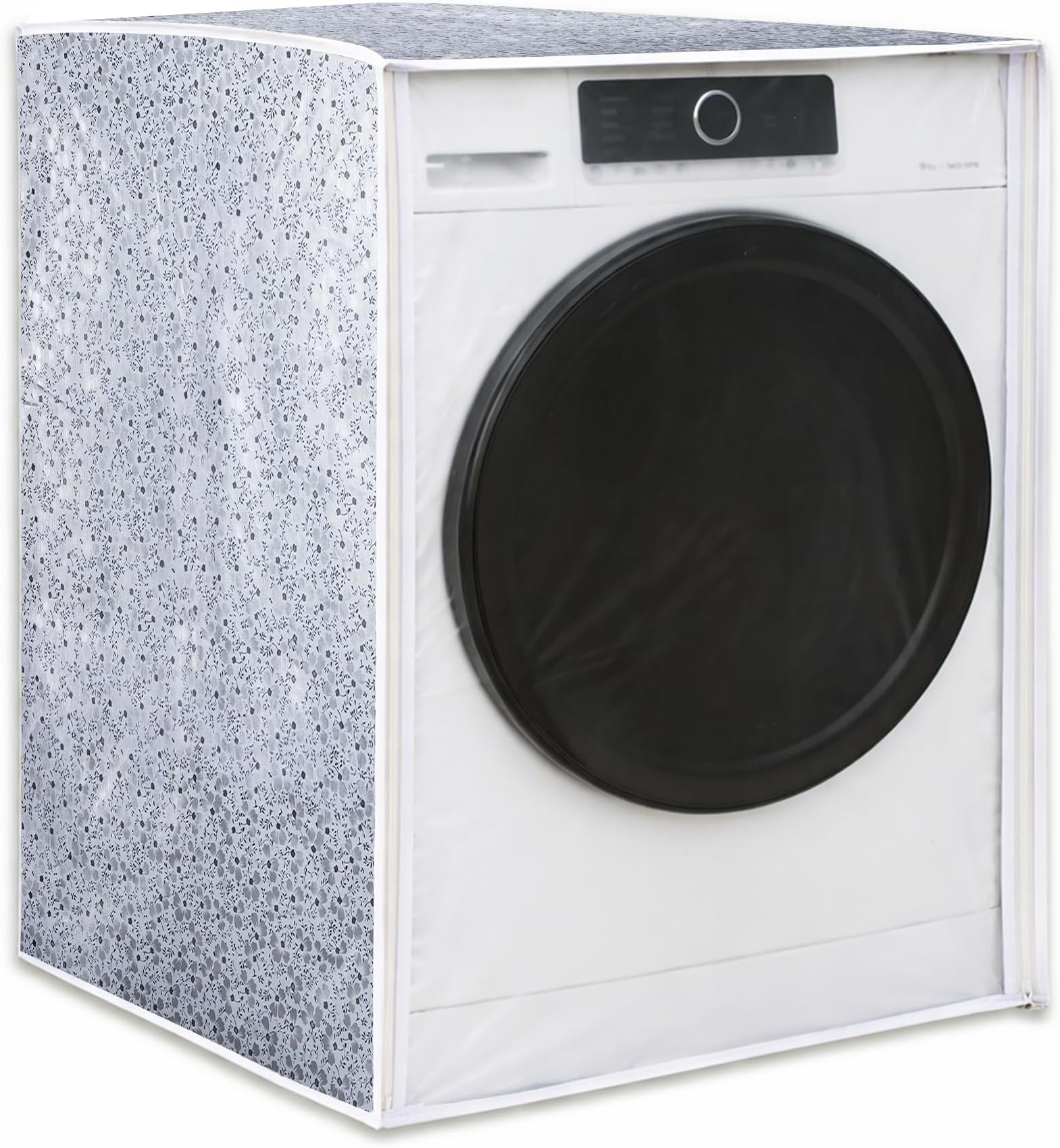 Classicยฎ Front Load Washing Machine Cover Suitable for LG 8.5 Kg, 9 Kg, 9.5 Kg, 10 Kg, 10.5 Kg, 11 Kg, 11.5 Kg, 12 Kg (72cmsX63cmsX81cms, White & Grey)