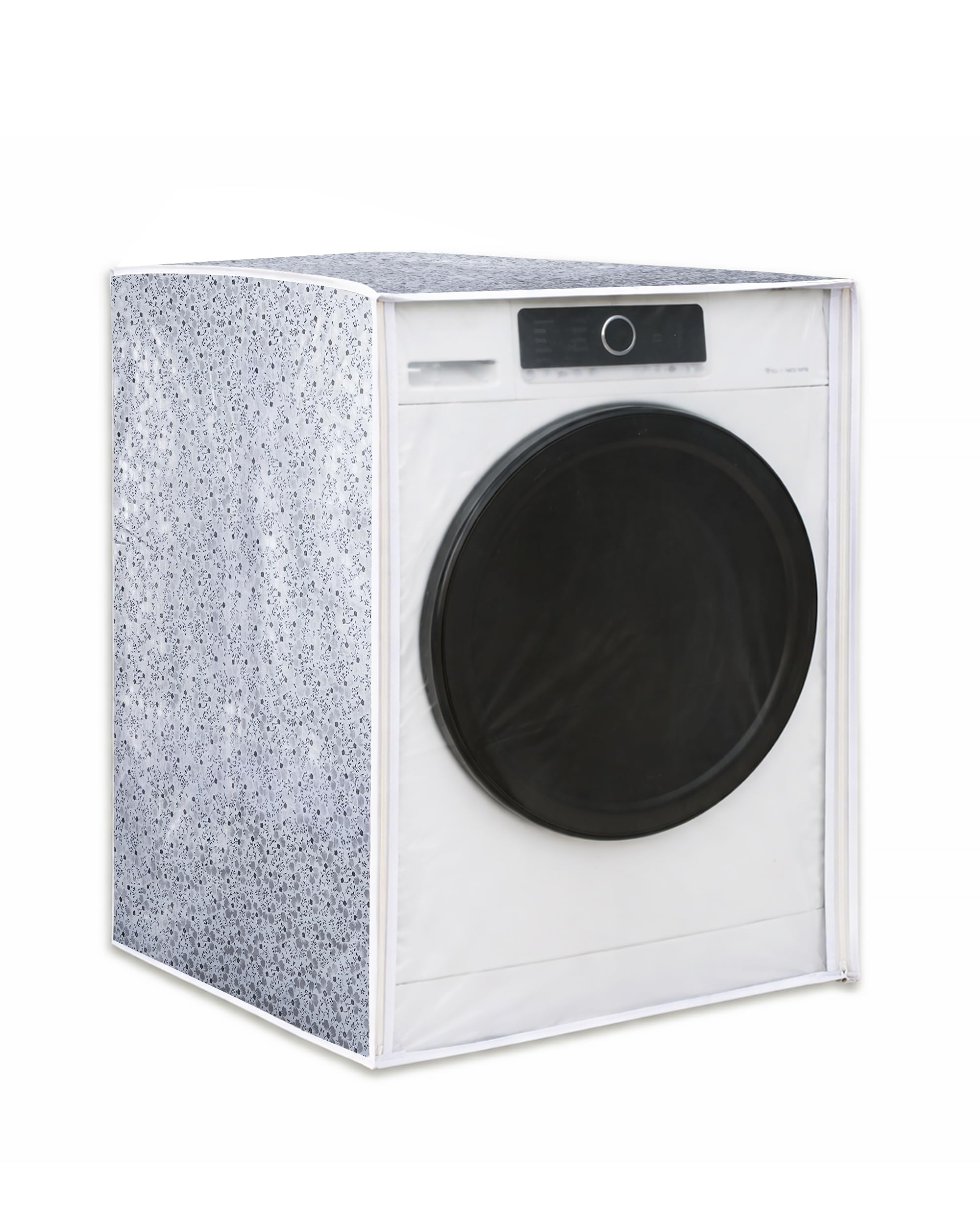 Classic® Front Load Washing Machine Cover Suitable for LG 5.5 Kg, 6 Kg, 6.5 Kg (50cmsX63cmsX81cms, White & Grey)