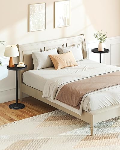 Miniatura 3 de Mesa auxiliar redonda pequeña, mesa de bebidas para espacios pequeños, mesa de cóctel con pedestal, base gruesa, para sala de estar, dormitorio,